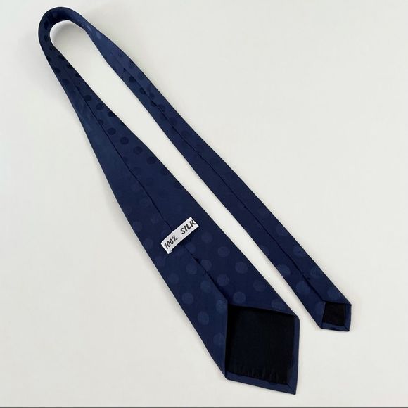 Men’s Silk Neck Tie, Deep Royal Indigo Blue Shiny Contrasting Polka Dots… - Picture 4 of 4